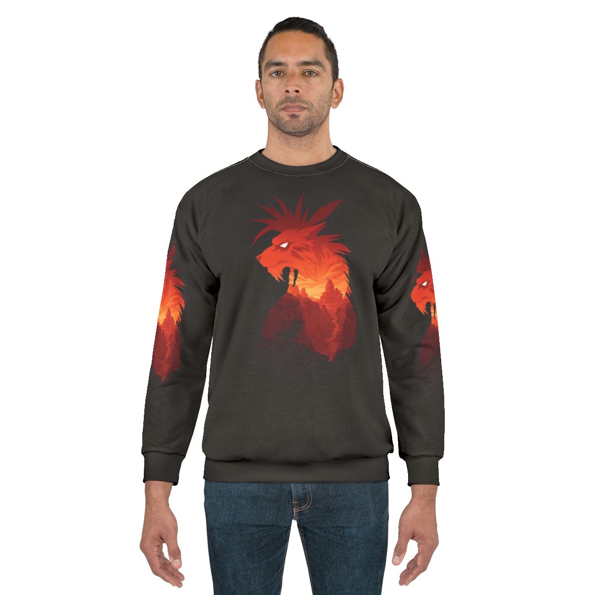 Black sweatshirt featuring Final Fantasy VII character Red XIII