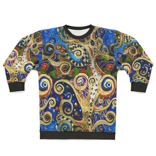 Gustav Klimt-inspired sweatshirt with abstract tree of life design