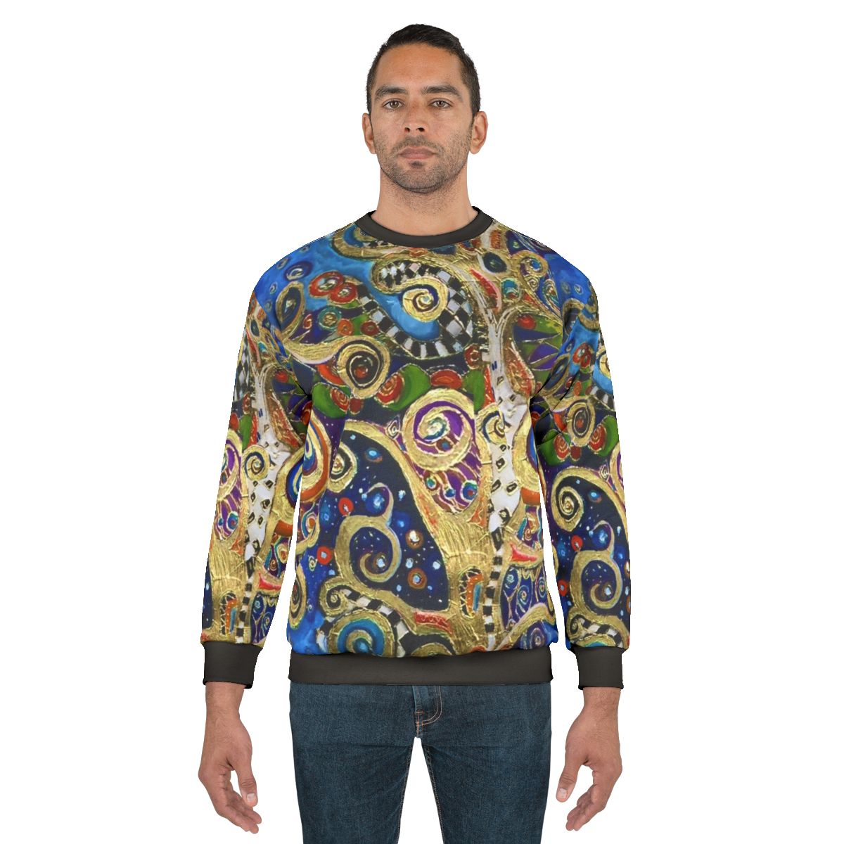 Gustav Klimt-inspired sweatshirt with abstract tree of life design
