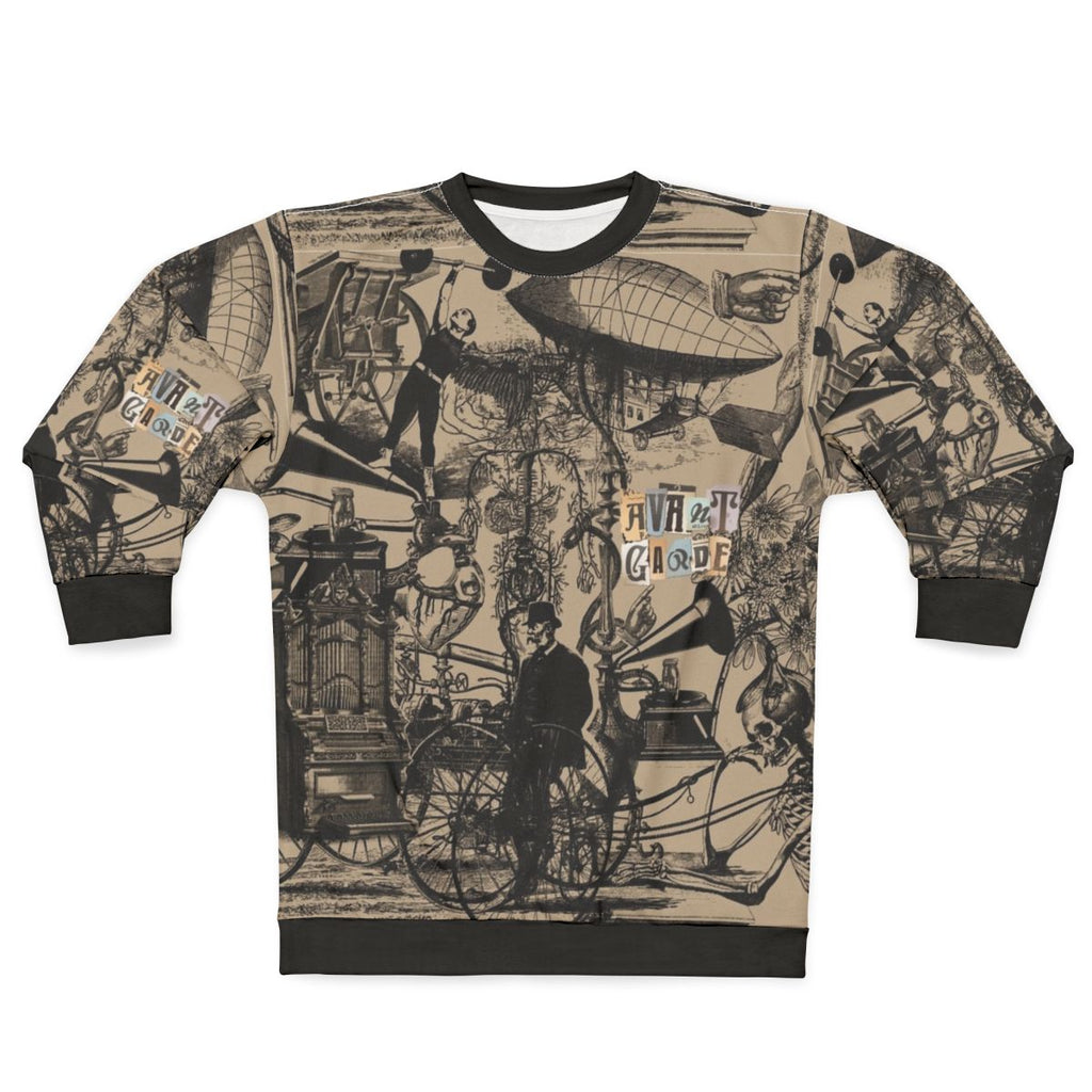 Avant garde music themed sweatshirt with surrealist and abstract art design