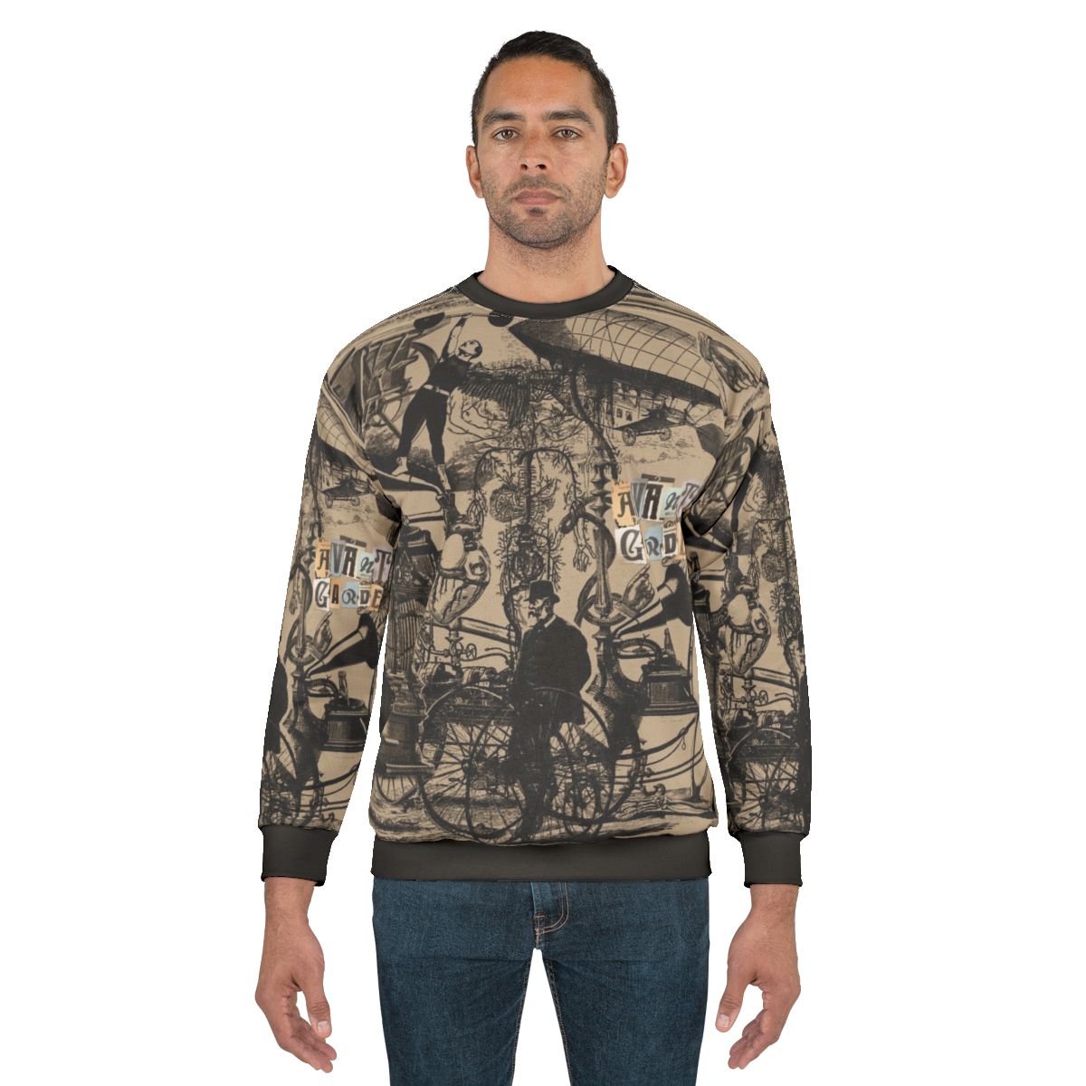 Avant garde music themed sweatshirt with surrealist and abstract art design