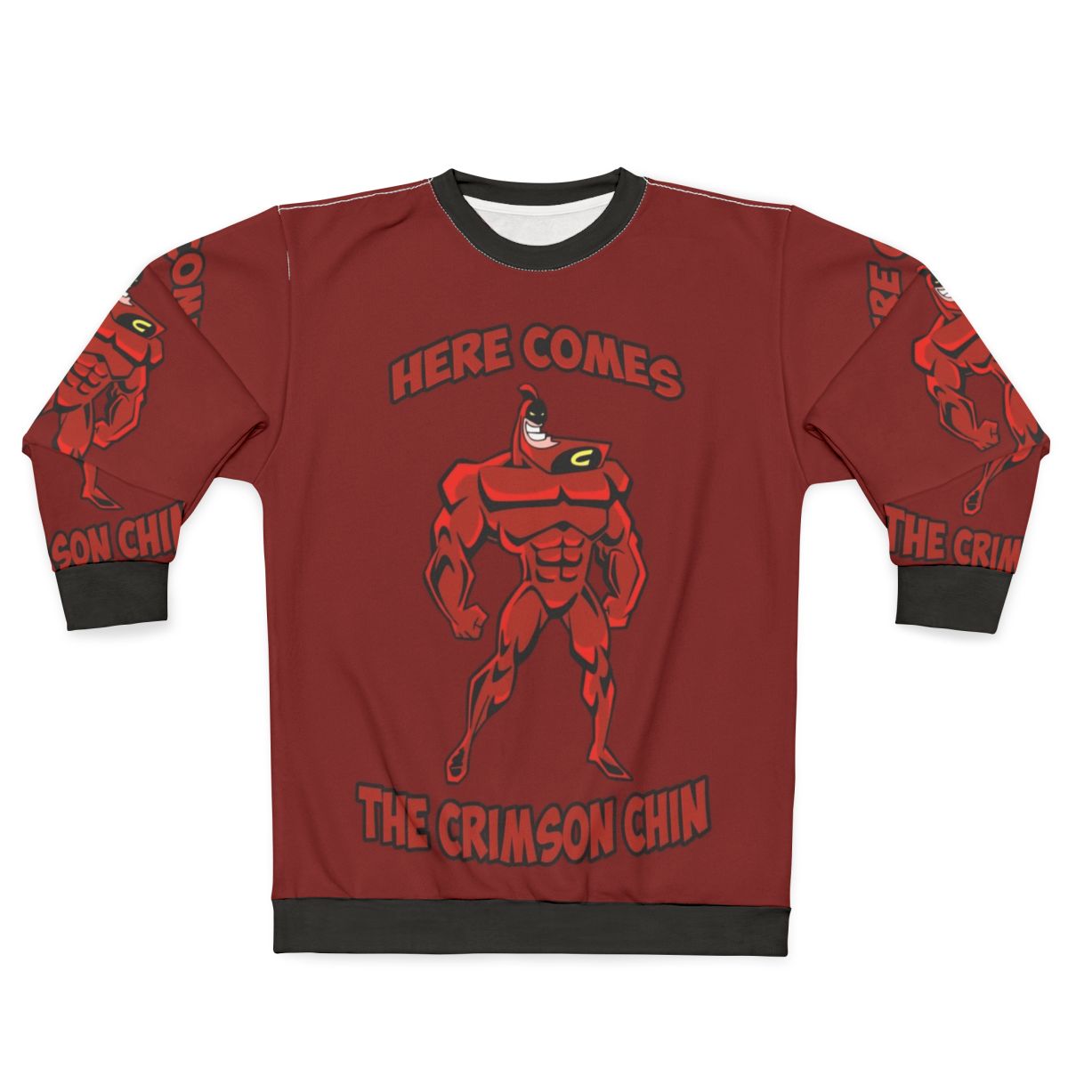 The Crimson Chin Sweatshirt with the Iconic Cartoon Character