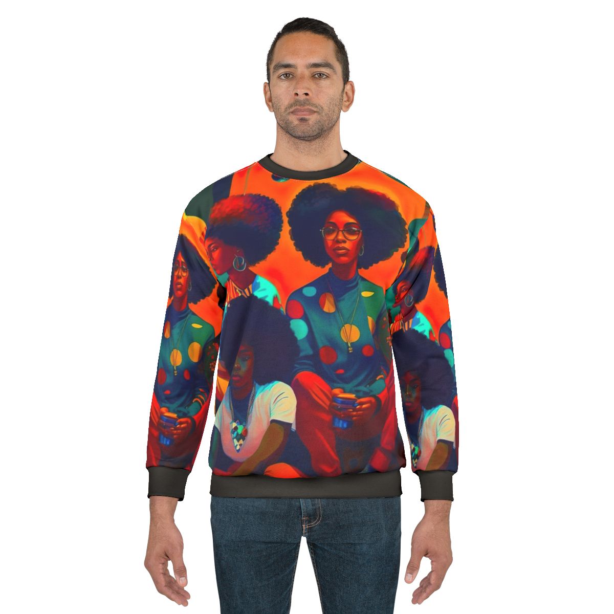 Culture Sweatshirt featuring futuristic afrofuturistic ai-generated art
