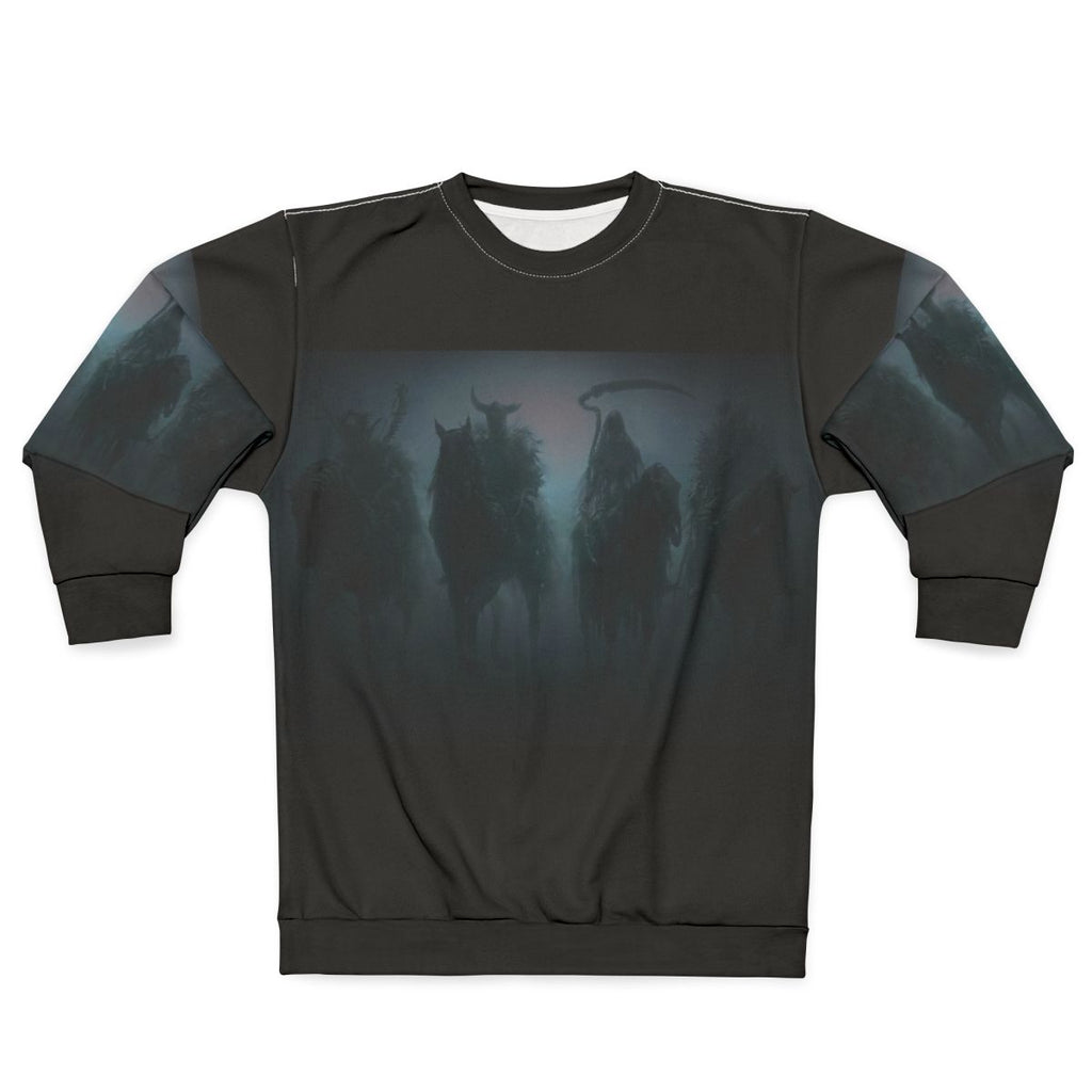 "The Dead" Horror Sweatshirt with Skeleton and Apocalyptic Imagery