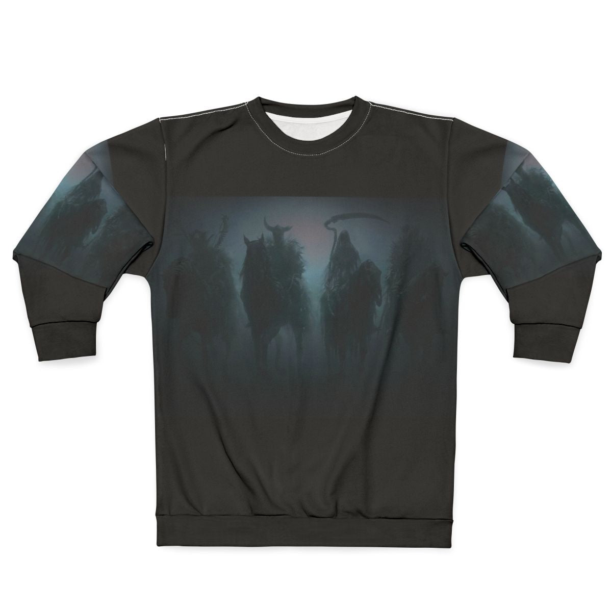 "The Dead" Horror Sweatshirt with Skeleton and Apocalyptic Imagery