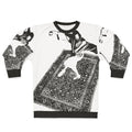 The Dude from The Big Lebowski wearing a meditation-inspired sweatshirt