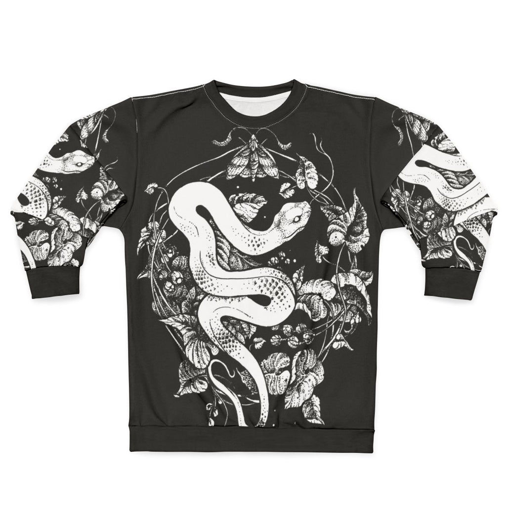 Mystic Goth Nature Inspired Summer Sweatshirt with Graphic Illustration