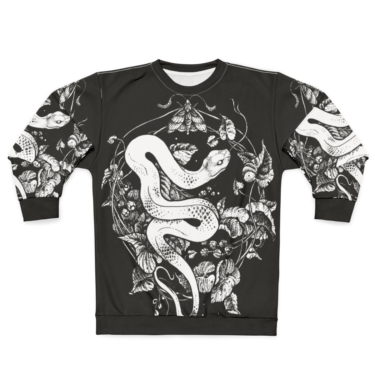 Mystic Goth Nature Inspired Summer Sweatshirt with Graphic Illustration