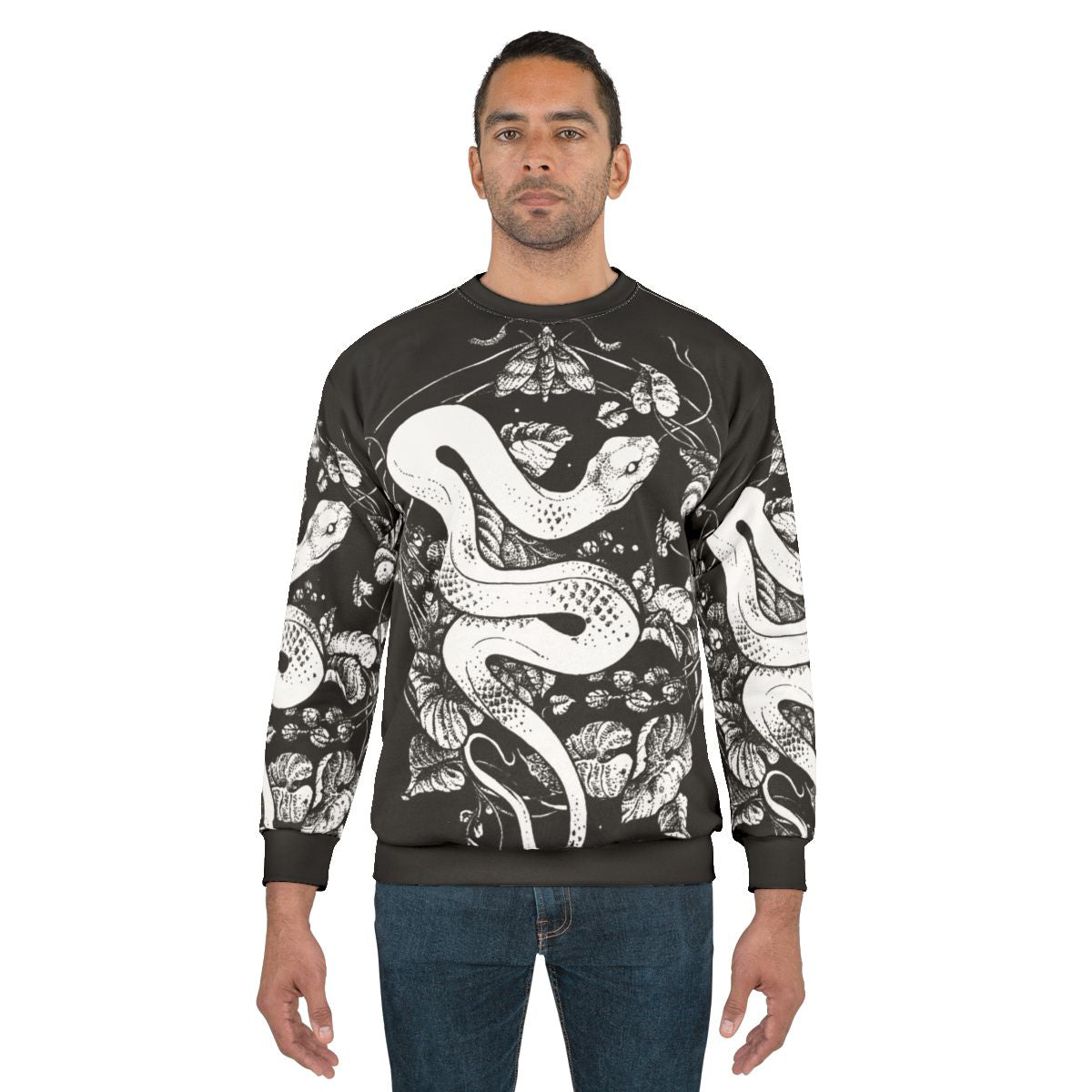 Mystic Goth Nature Inspired Summer Sweatshirt with Graphic Illustration