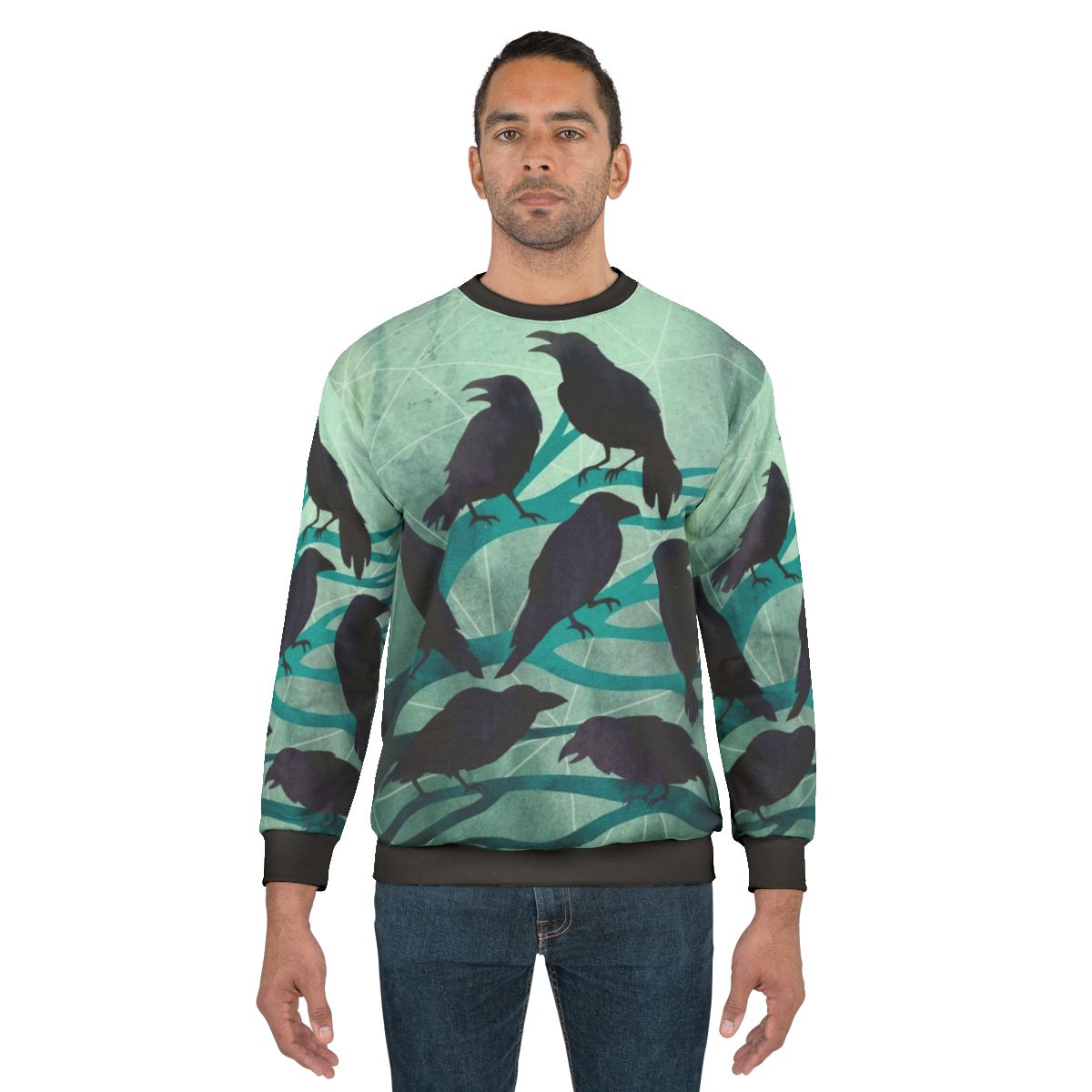 Raven sweatshirt with geometric, watercolor design