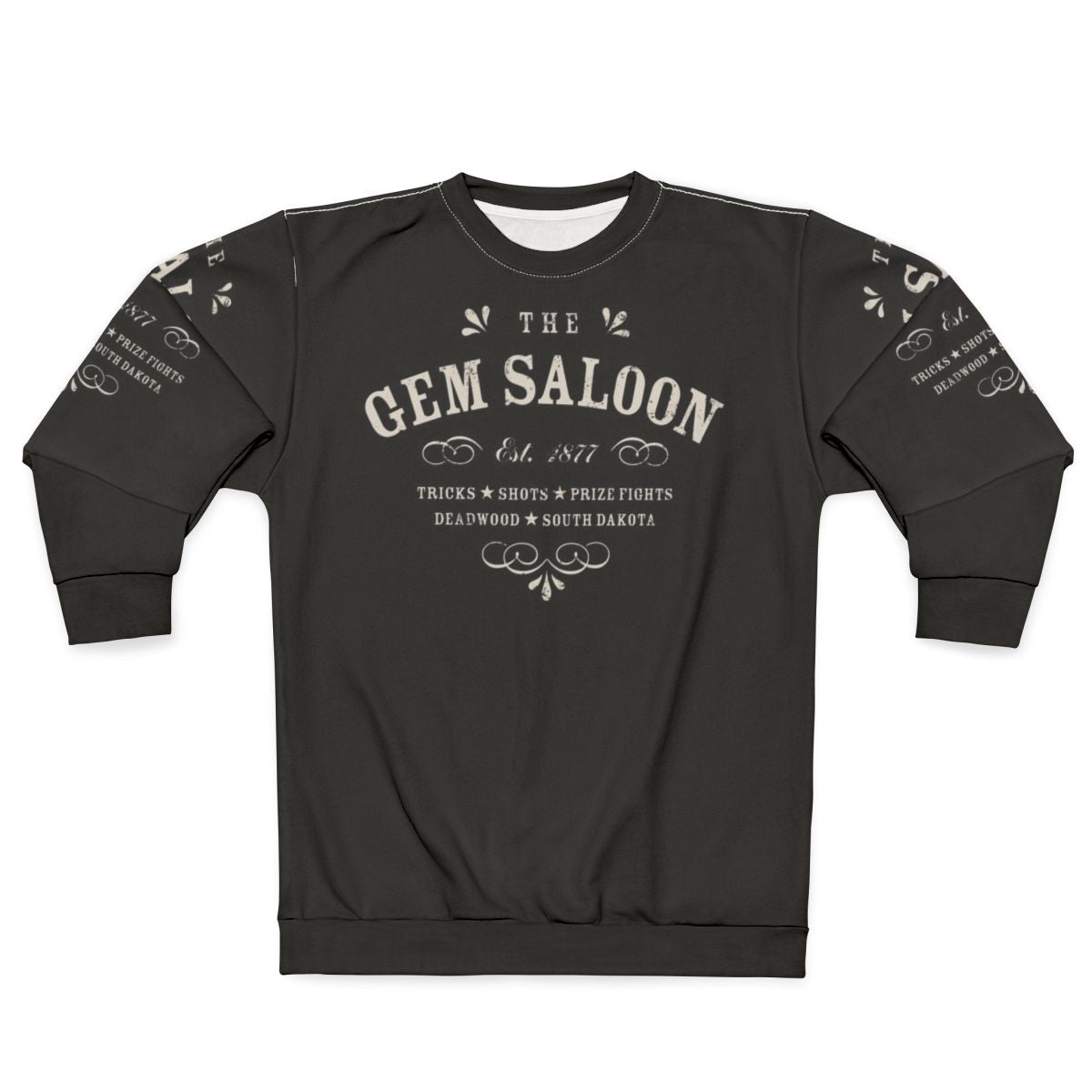 Deadwood The Gem Saloon Vintage Typography Cowboy Sweatshirt