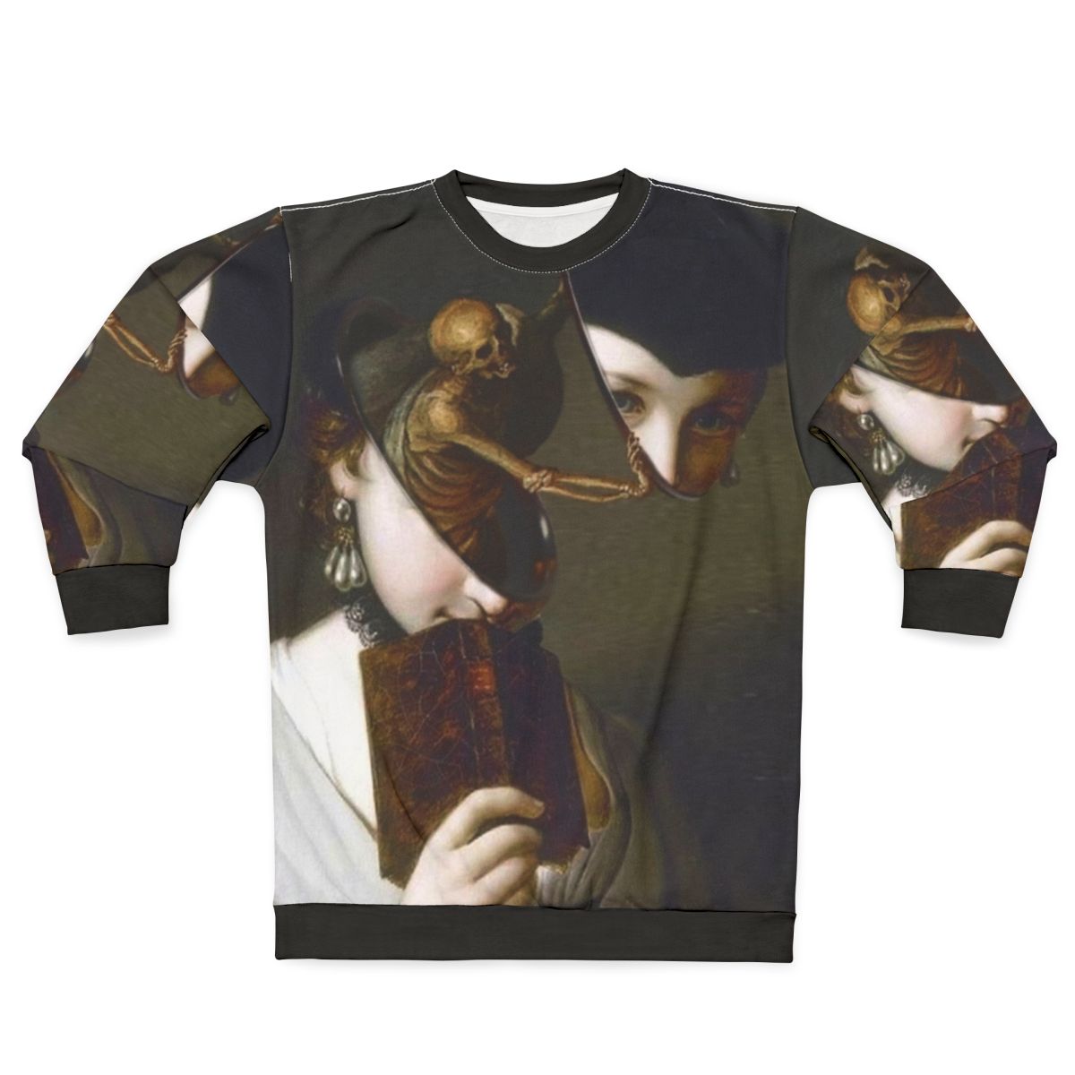 Gothic surreal sweatshirt featuring a dark, collage-style design