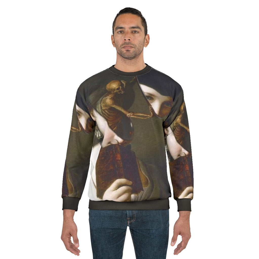 Gothic surreal sweatshirt featuring a dark, collage-style design