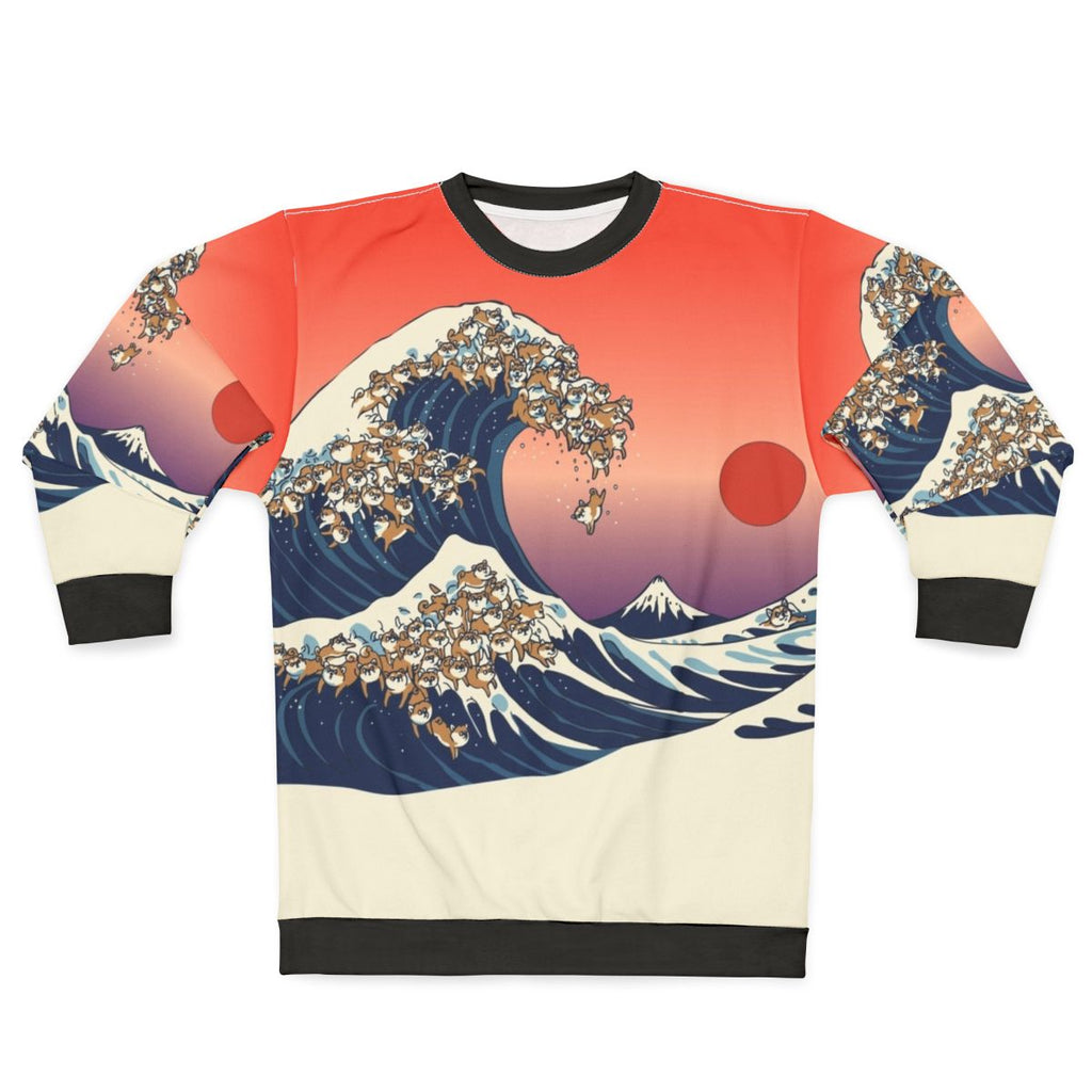 Vintage Shiba Inu Japanese Wave Graphic Sweatshirt