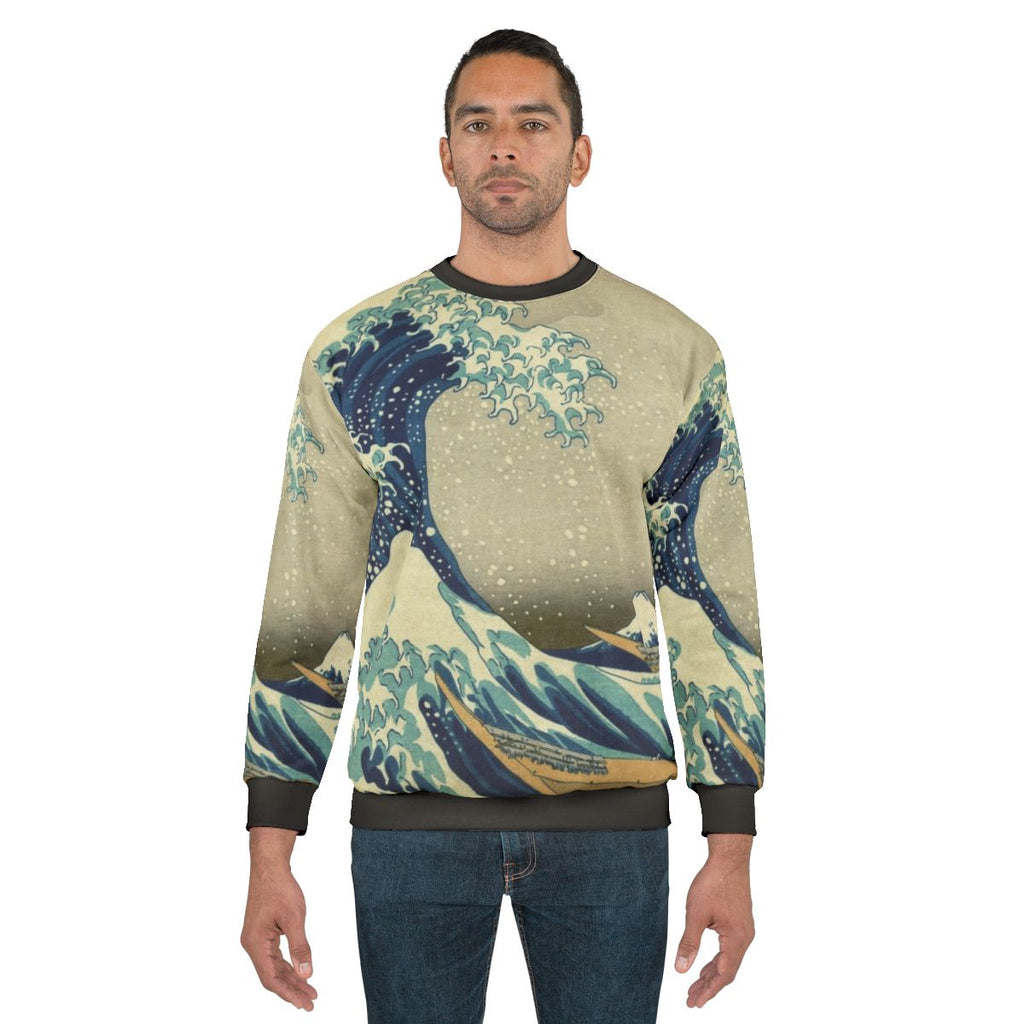 Stylish Japanese wave design sweatshirt