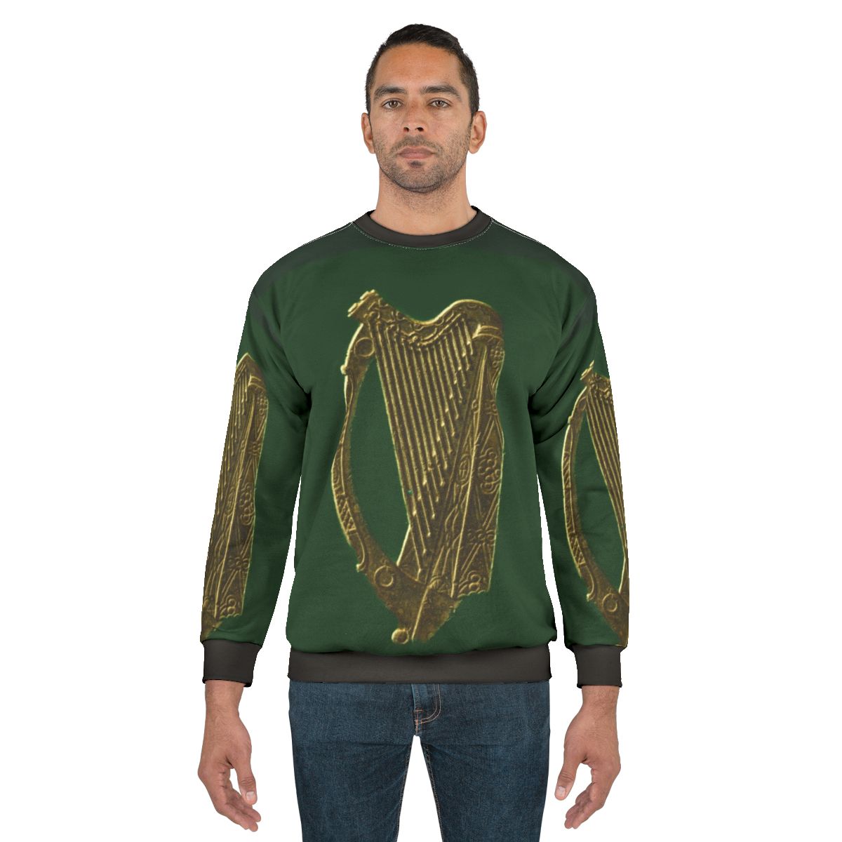 Green Irish Celtic Harp Sweatshirt