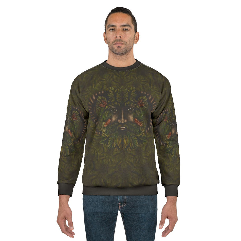 The Green Man Pagan Sweatshirt with Foliate Head Symbol
