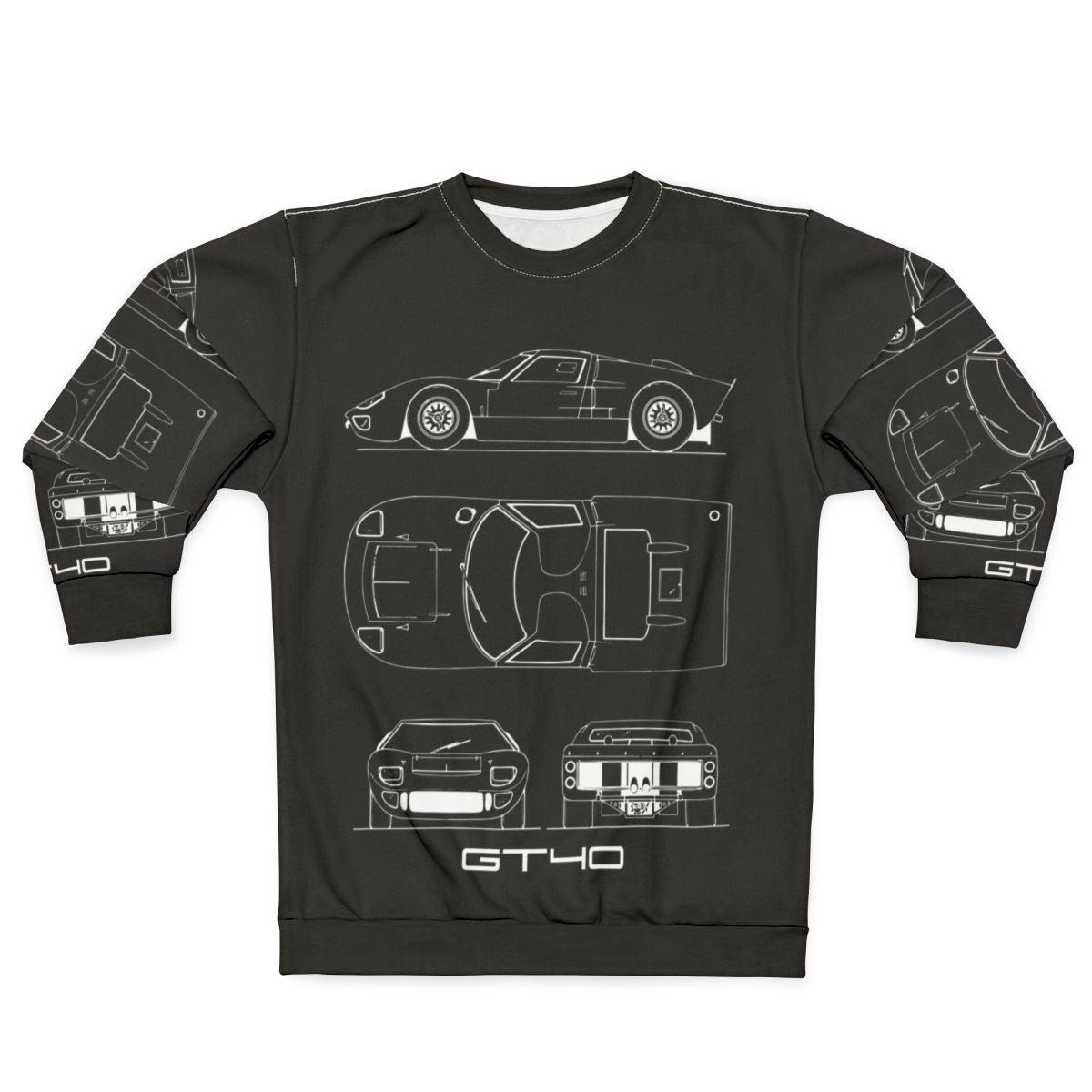 GT40 Blueprint Sweatshirt - Vintage Car Art