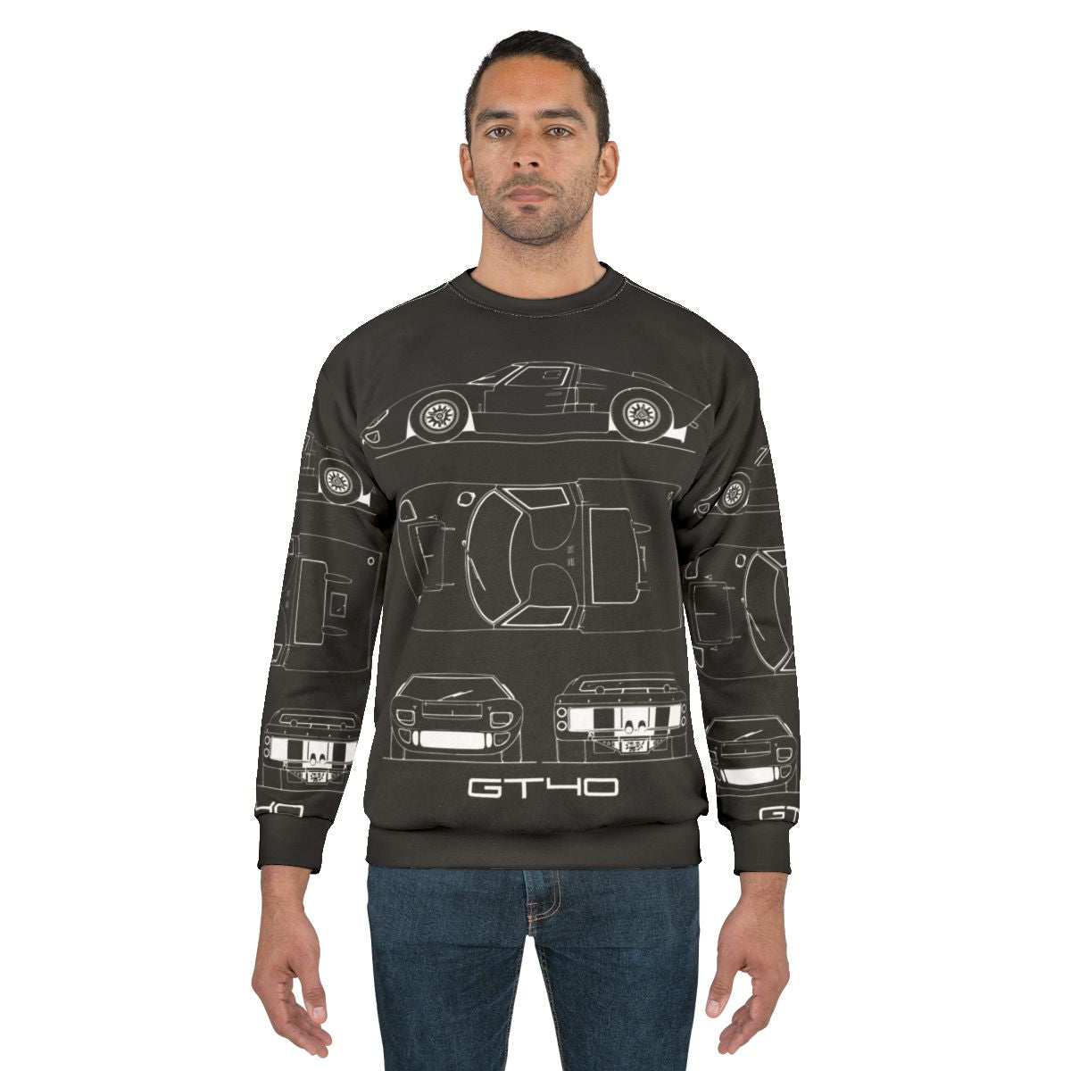 GT40 Blueprint Sweatshirt - Vintage Car Art