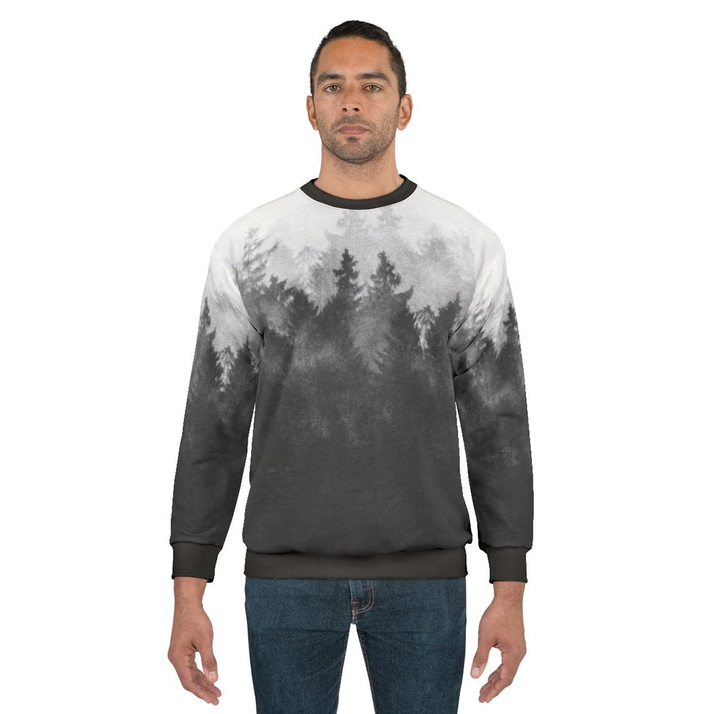 Midwinter blues cozy sweatshirt with vintage nature landscape