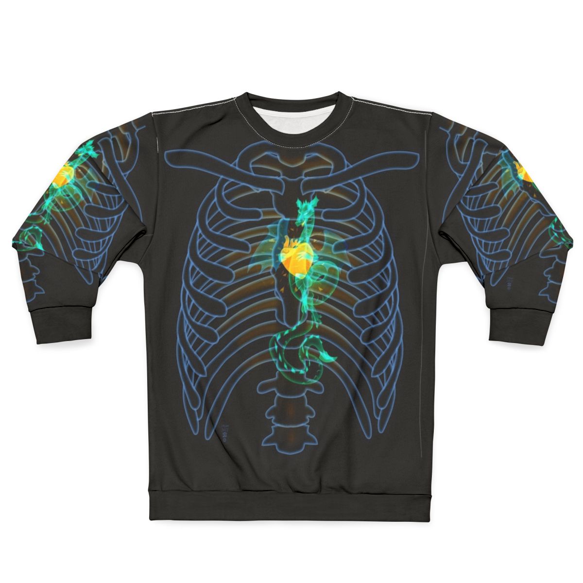 Glowing skeletal dragon design on sweatshirt