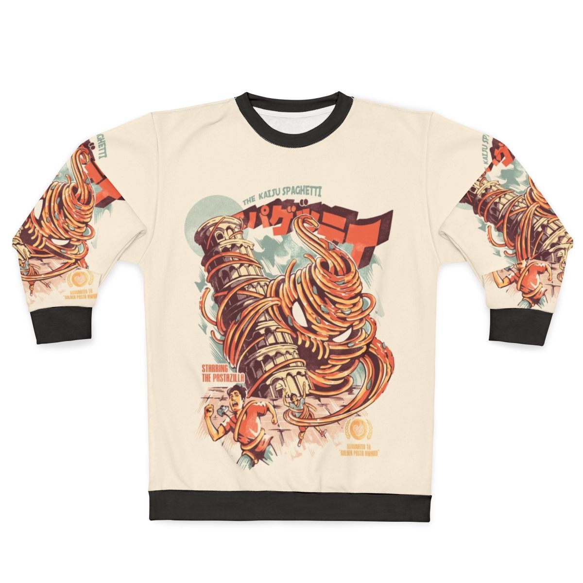 Spaghetti sweatshirt with kaiju monster design