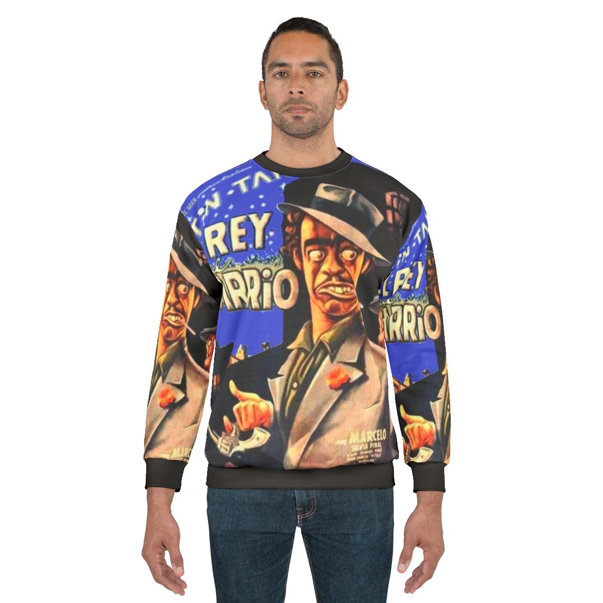 Pachuco-inspired sweatshirt celebrating the golden era of Mexican cinema