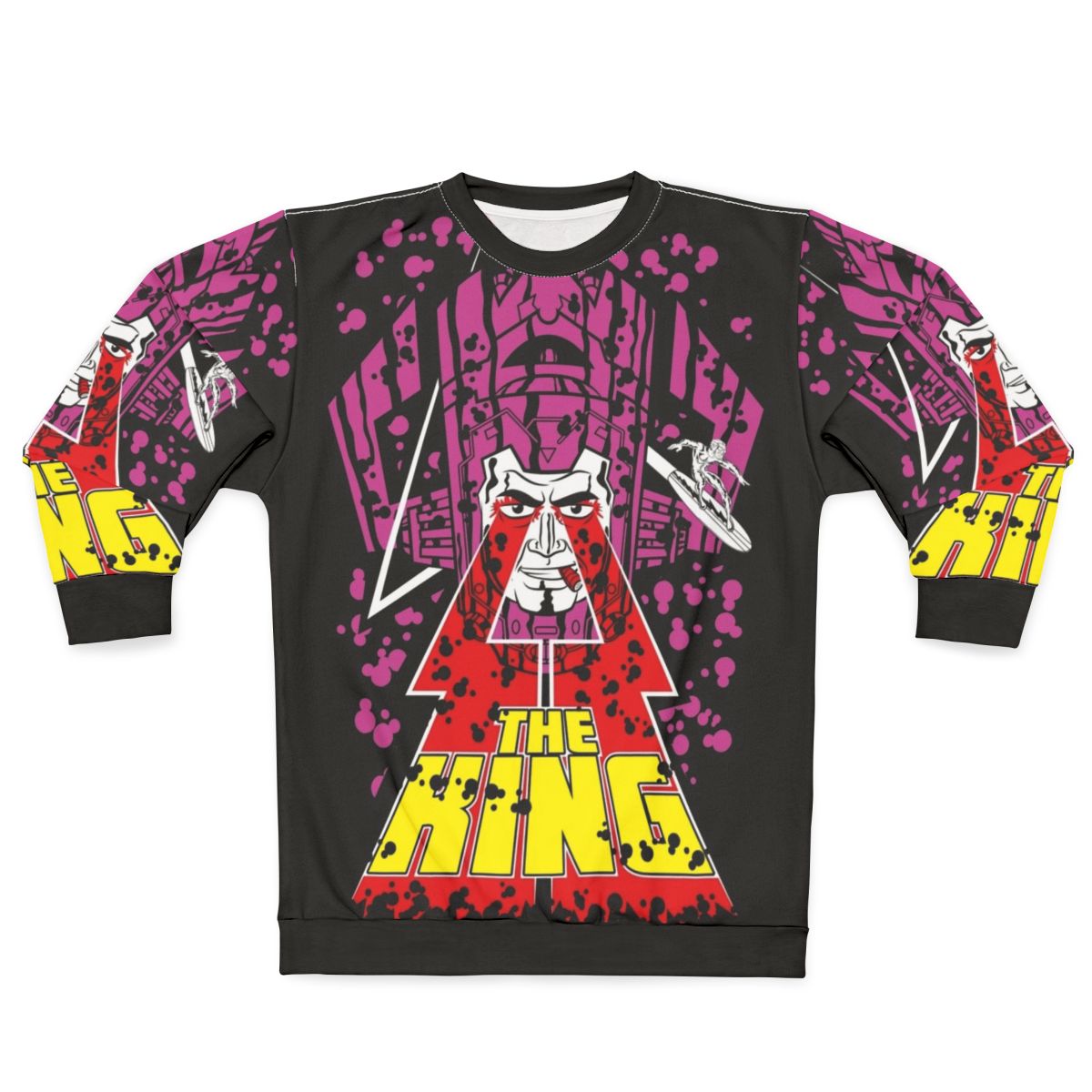 The King Sweatshirt featuring cosmic superheroes from Marvel and DC comics