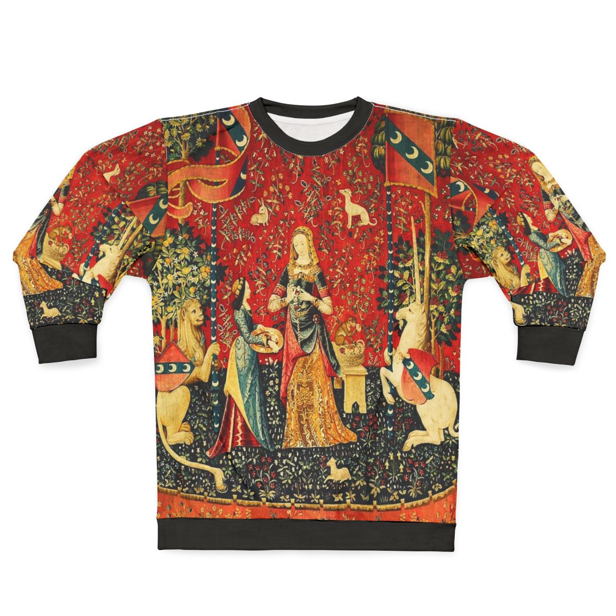 Lady and the Unicorn inspired sweatshirt with mythical unicorn design