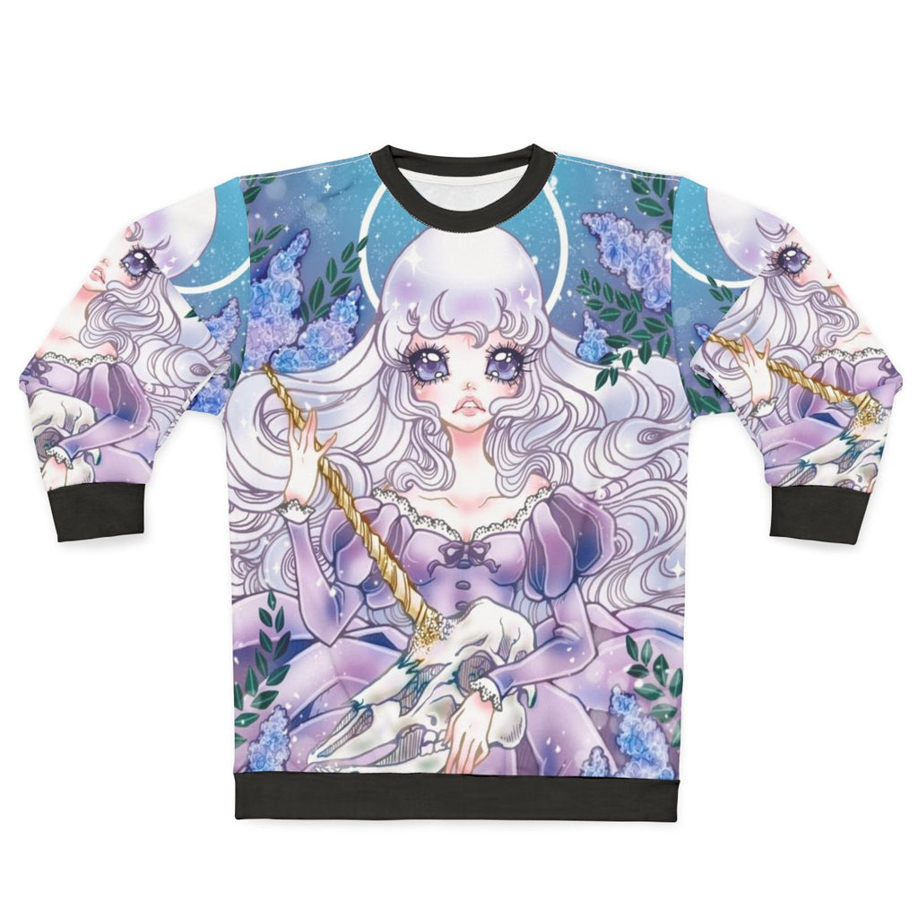 The Last Unicorn pastel sweatshirt featuring a kawaii lavender aesthetic design