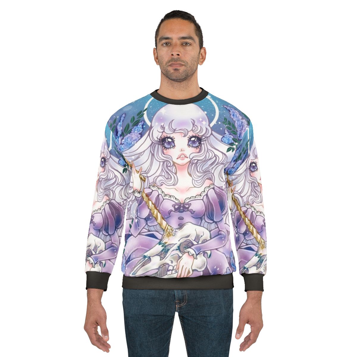 The Last Unicorn pastel sweatshirt featuring a kawaii lavender aesthetic design