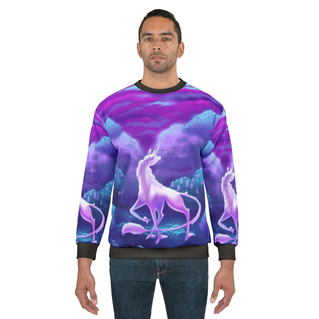 The Last Unicorn' inspired sweatshirt featuring a magical unicorn design