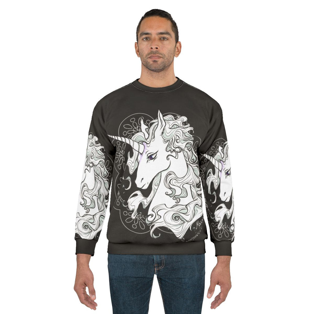 The Last Unicorn Black Sweatshirt featuring a fantasy unicorn design
