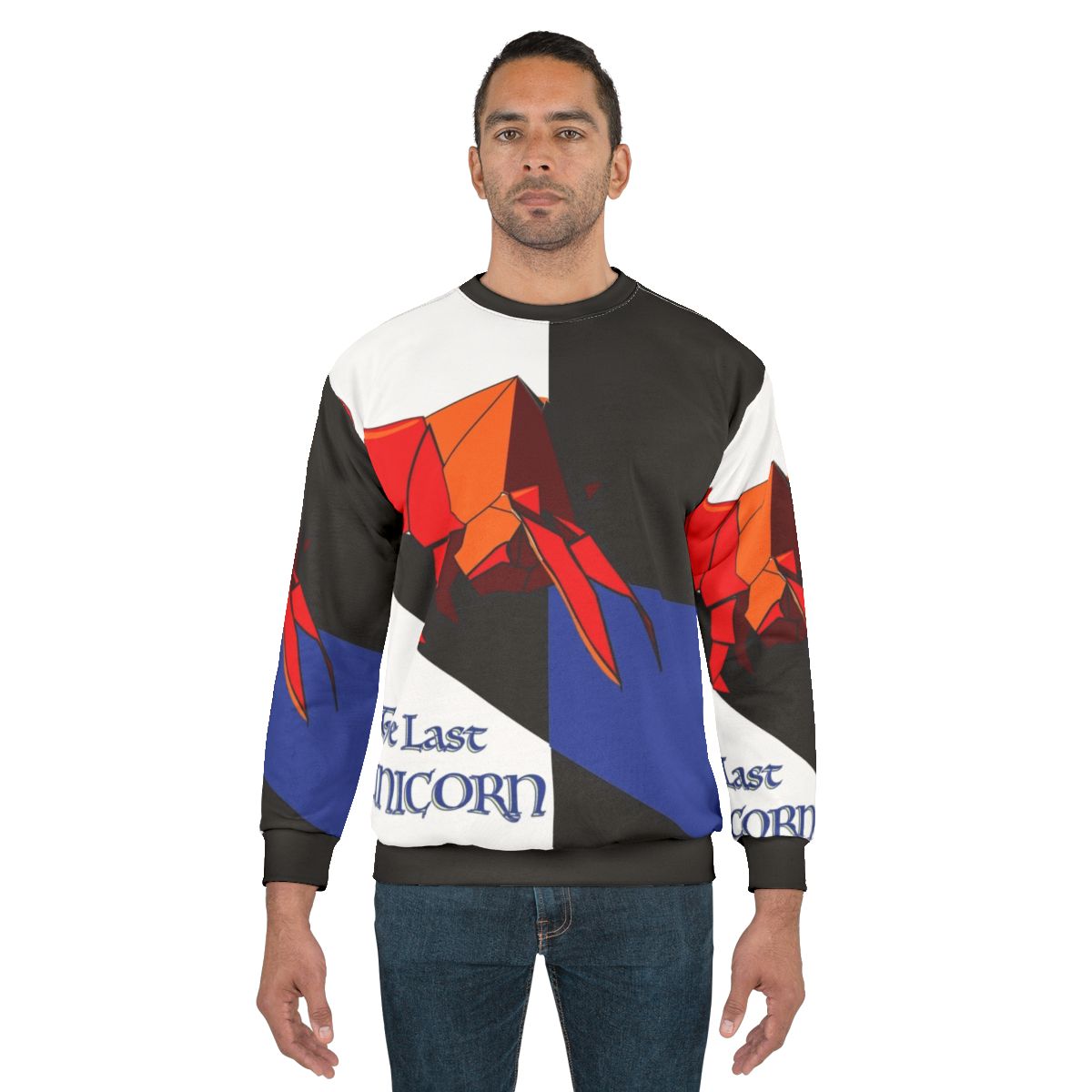 The Last Unicorn fighting the Red Bull graphic on a sweatshirt