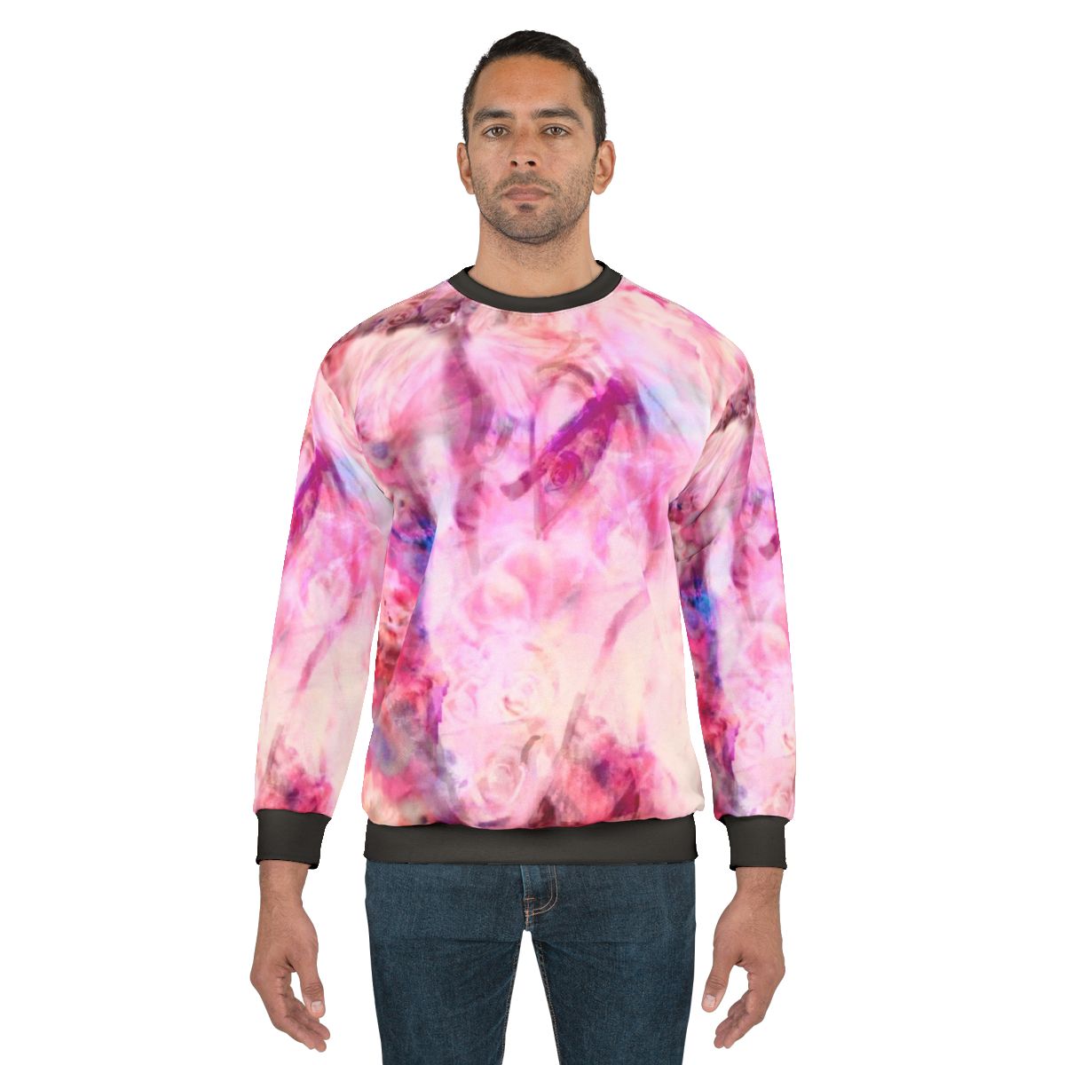 Colorful "The Last Unicorn" inspired sweatshirt with unicorn and flower garden design