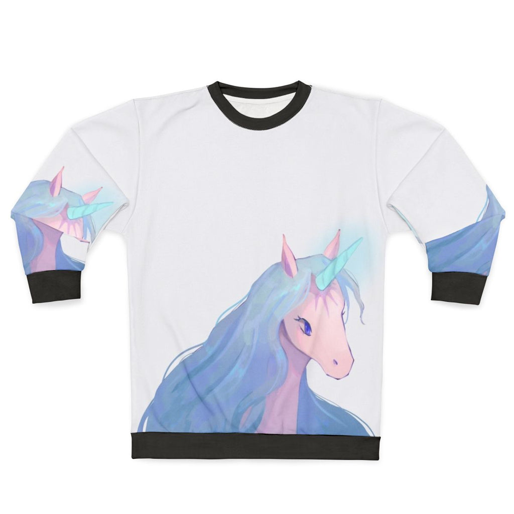 Illustration of The Last Unicorn on a sweatshirt