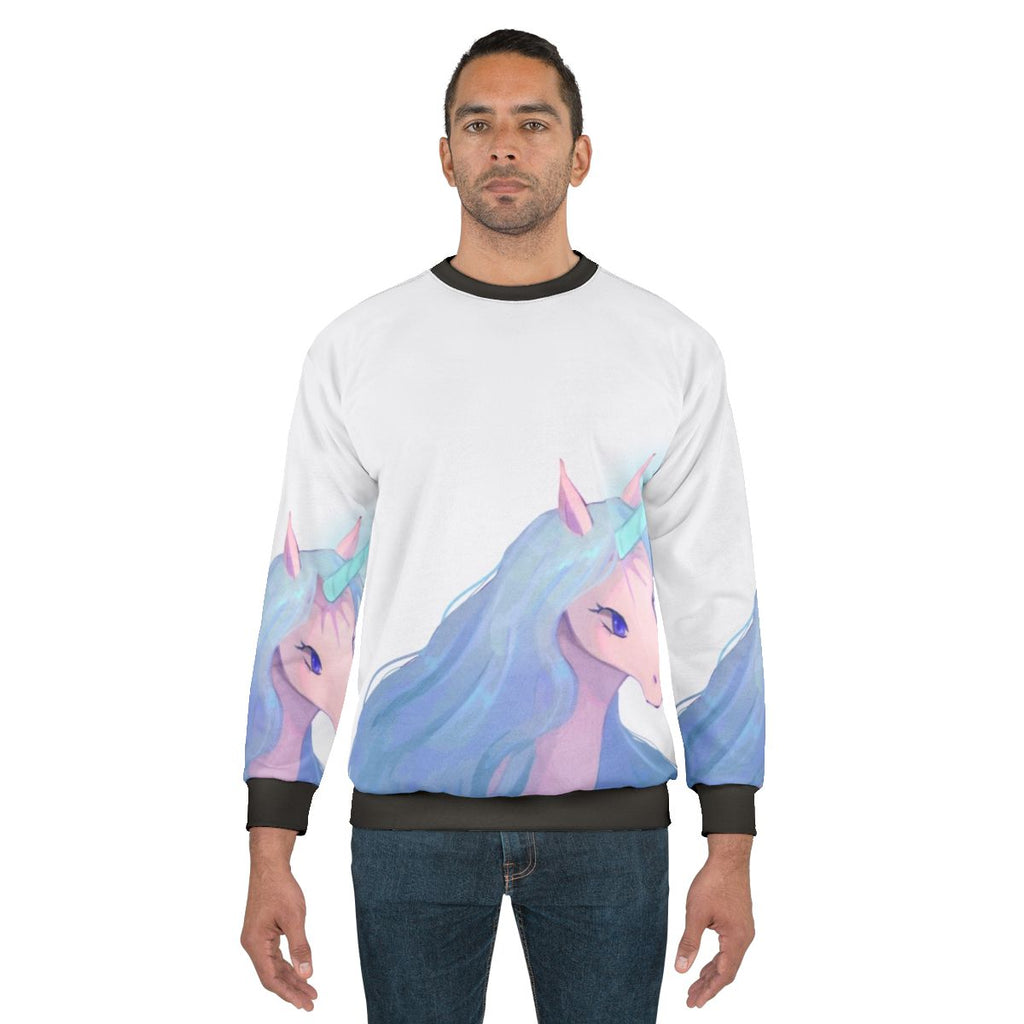 Illustration of The Last Unicorn on a sweatshirt