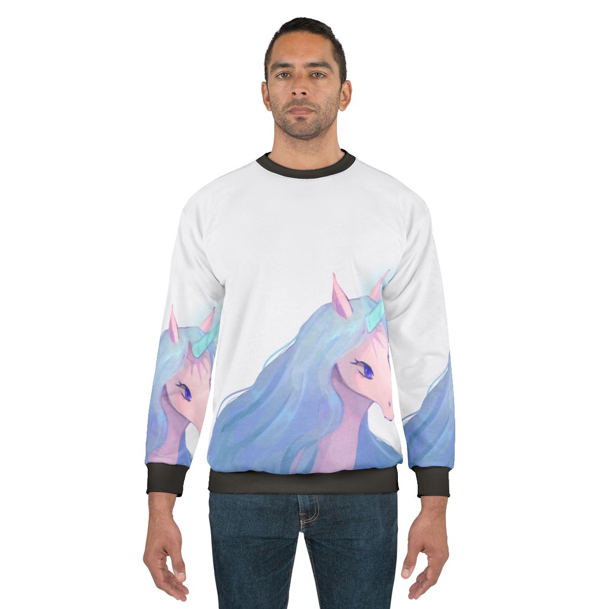 Illustration of The Last Unicorn on a sweatshirt