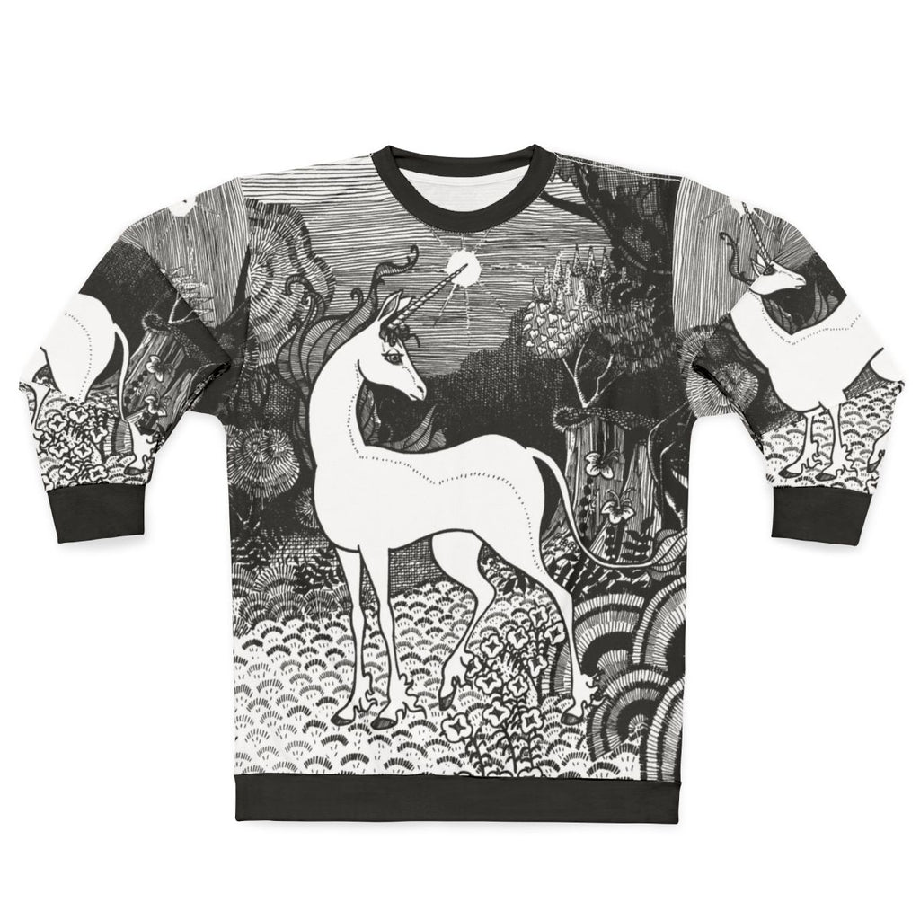 The Last Unicorn Sweatshirt featuring a fantasy illustration of the mythical creature