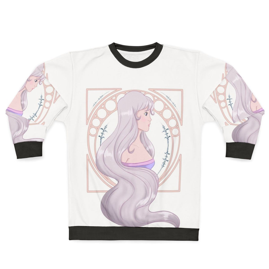 The Last Unicorn Lady Amalthea Sweatshirt with a white unicorn design