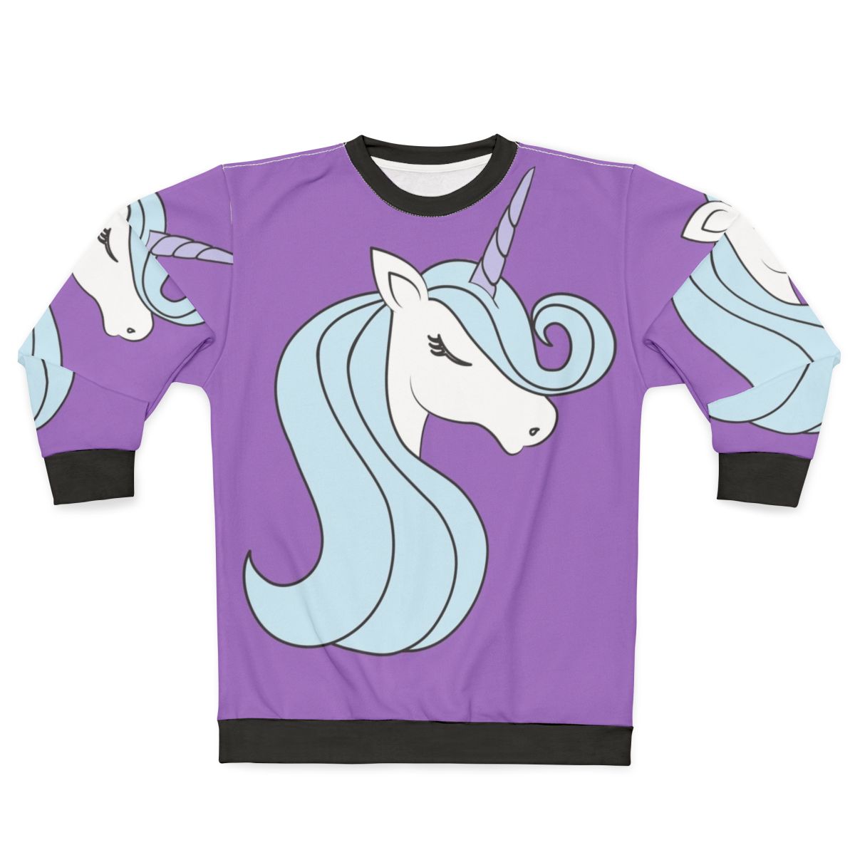 Minimalist design of the Last Unicorn's head and horn on a sweatshirt