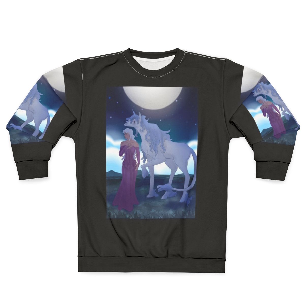 The Last Unicorn Inspired Sweatshirt featuring the character Amalthea