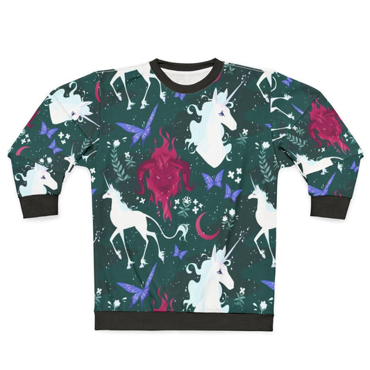 The Last Unicorn Sweatshirt featuring a unicorn and butterflies