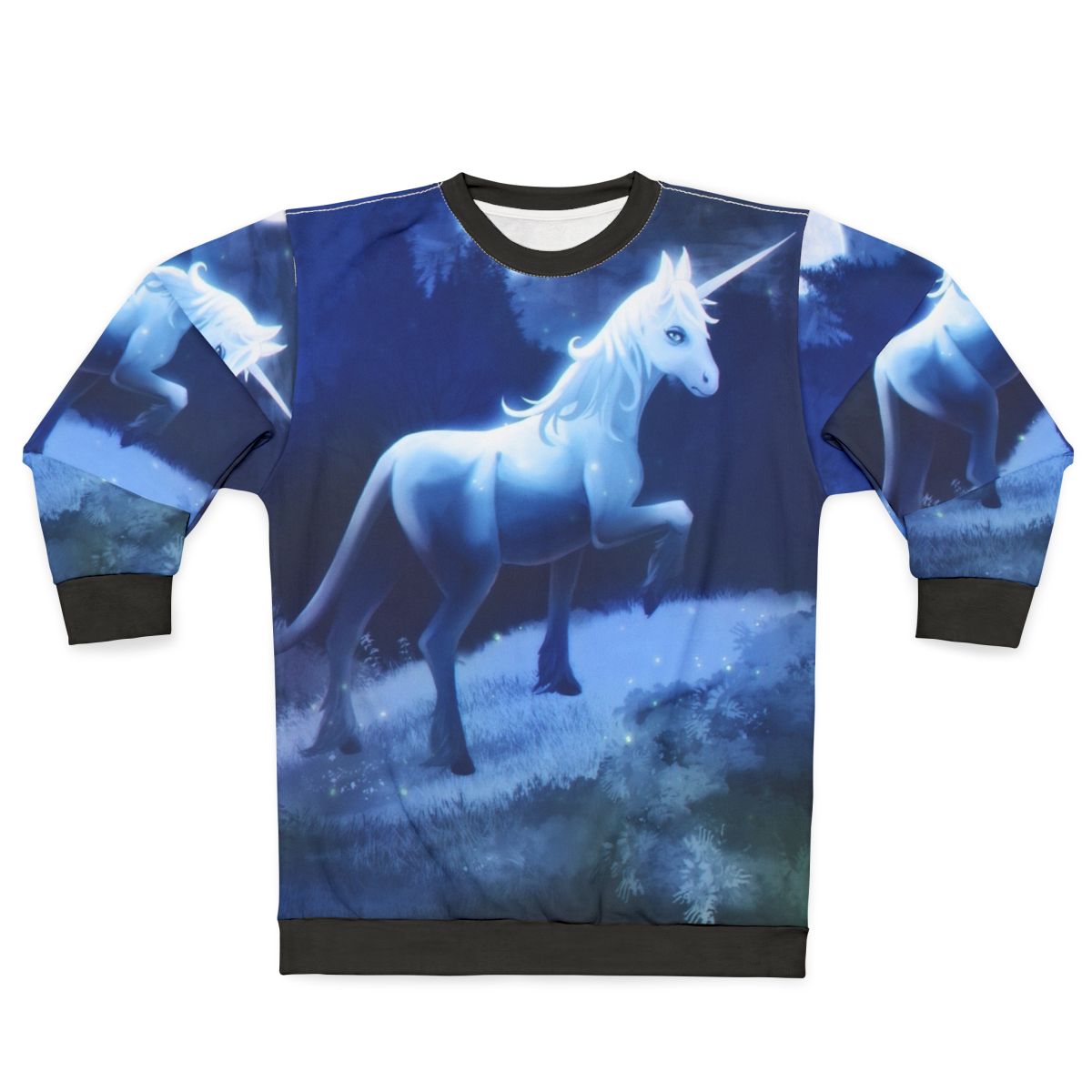 The Last Unicorn graphic sweatshirt featuring a mythical unicorn