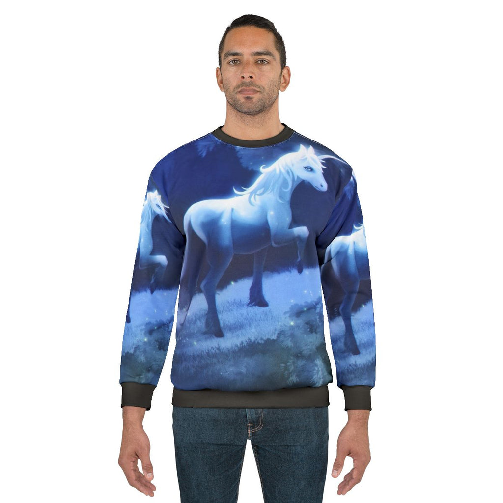 The Last Unicorn graphic sweatshirt featuring a mythical unicorn