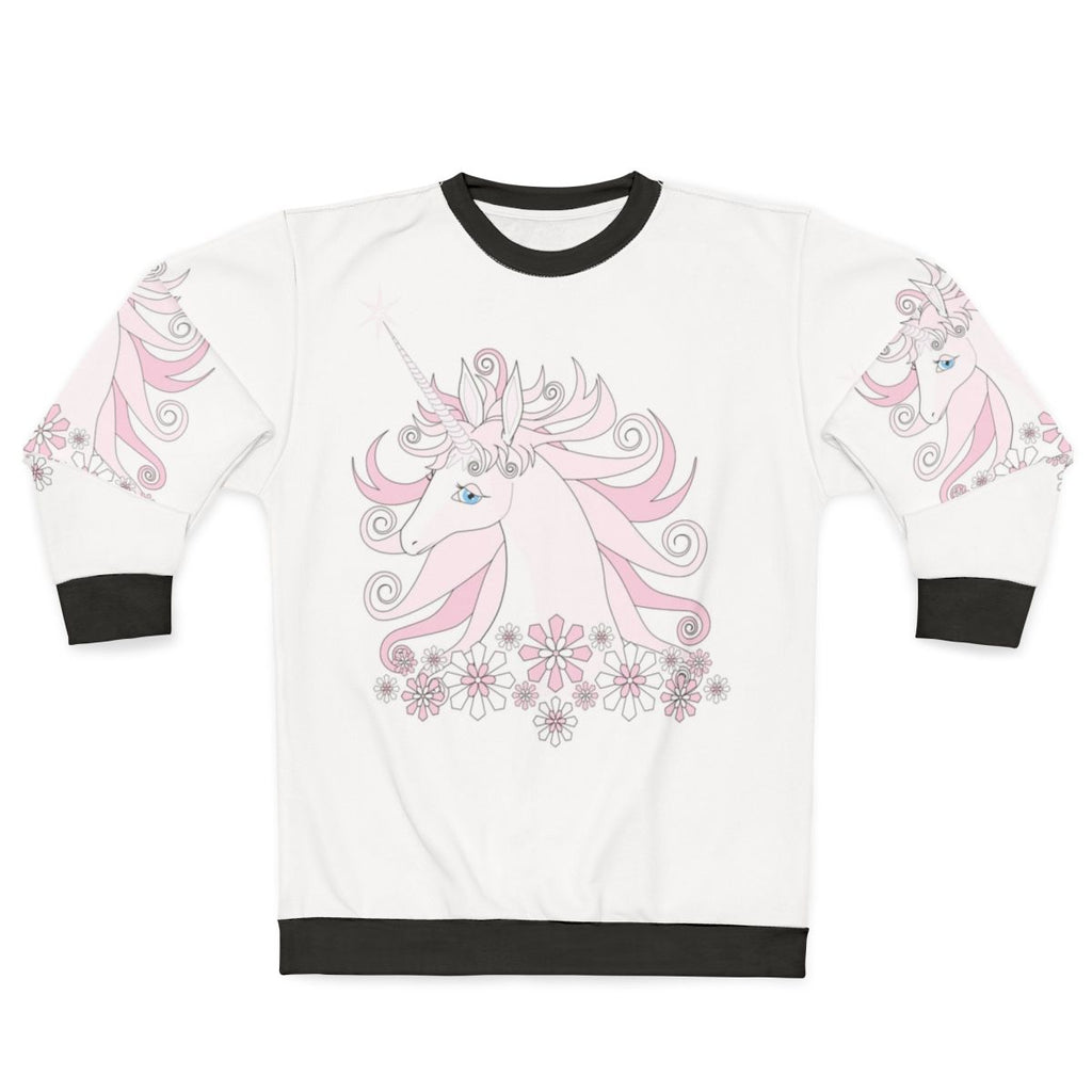 The Last Unicorn pink sweatshirt with magical unicorn design