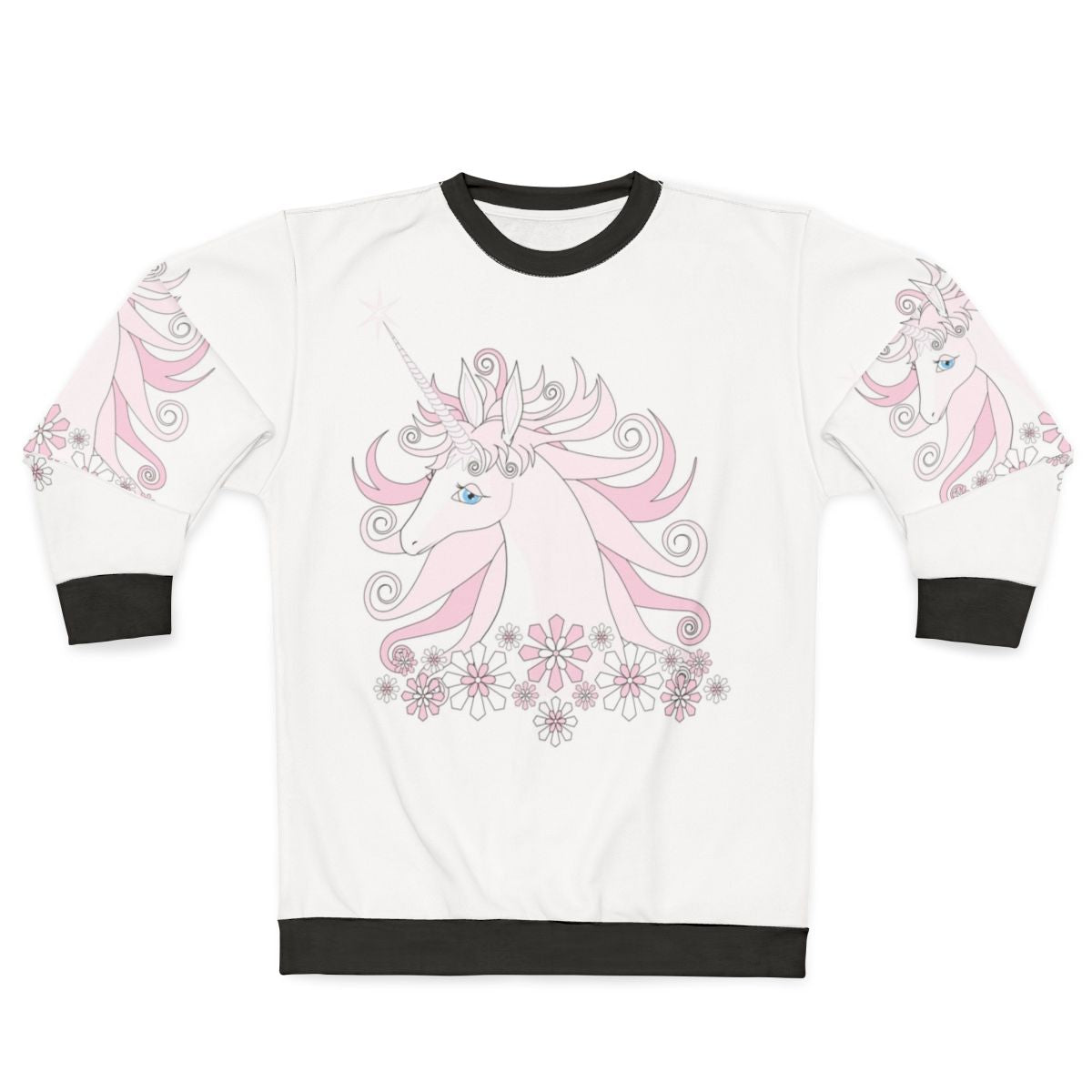 The Last Unicorn pink sweatshirt with magical unicorn design