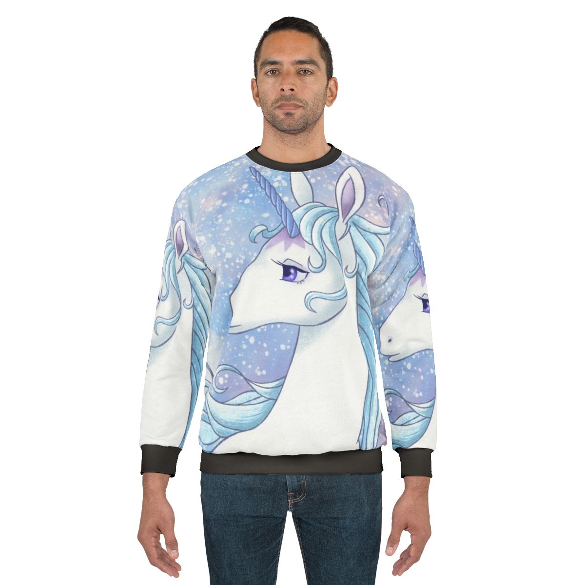 The Last Unicorn pastel-colored sweatshirt featuring a magical unicorn design