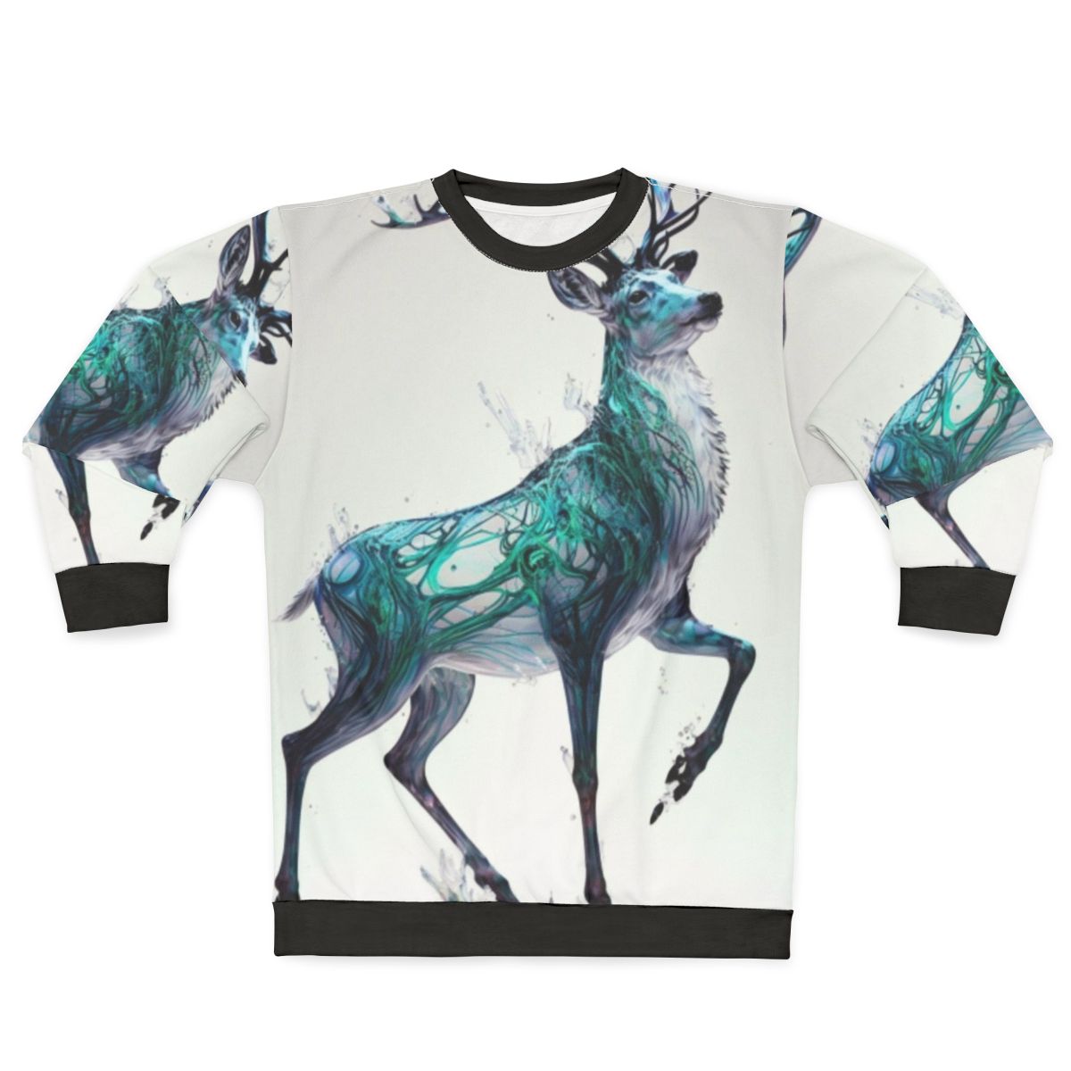 Legendary mystic holographic stag in a snowy, winter scene