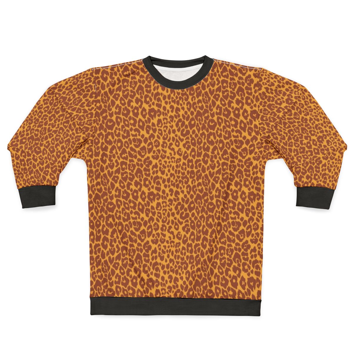 Leopard print sweatshirt in gold ochre and terra cotta colors